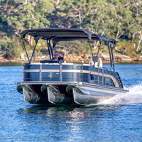 Yacht ponton de luxe de 29 pieds en aluminium soudé avec console centrale, moteur hors-bord de 150 CV, pour la croisière, le tourisme, la pêche sportive et les loisirs