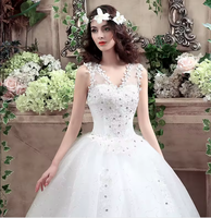NDC10047 Nouvelle Robe de Mariée Simple à Col en V Sans Manches Grande Taille Style Rétro Été