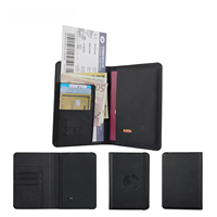 Cartera de Viaje Delgada de Cuero PU con Bloqueo RFID para Tarjetas de Crédito y Pasaporte, con Carga Inalámbrica, Magnética y Antipérdida