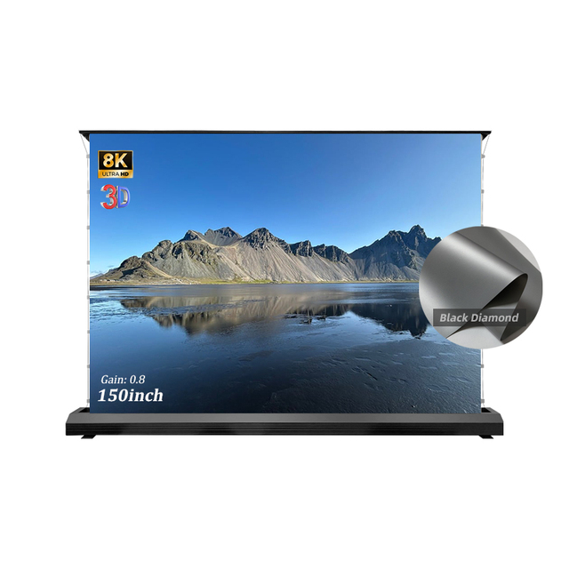 Black Diamond Motorized 150 Inch Floor Rising ALR 16:9 Projection Screen Anti-Light Electric 4K 8K Long Throw Projector