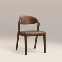 Chaise de salle à manger en bois de haute qualité, design moderne, chaise de salle à manger rembourrée, cuir synthétique vintage brun et noyer, chaise rembourrée