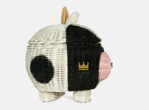 Panier de rangement en rotin en forme de vache, écologique, tissé à la main, décoration d'intérieur, design animalier, artisanat vietnamien - Product Image 4