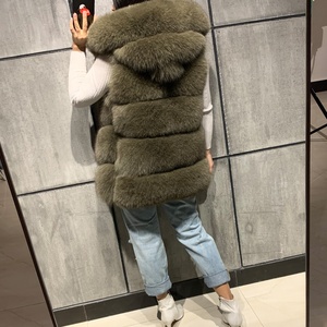 ファーベストフード付きファーフード付きコートノースリーブチョッキ女性服女性ジレファンシーフードフォックスファーベスト女性 - Product Image 6