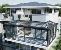 Véranda extérieure triangulaire moderne et minimaliste, double vitrage trempé, en alliage d'aluminium, design écologique à énergie solaire pour hôtel et parc