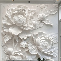 Décoration murale en fibre de verre faite à la main, simple et magnifique, avec une texture tridimensionnelle en relief de fleurs et de plantes