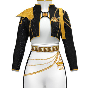 Costume de scène pour femme Lumi, noir et or, avec paillettes, pour cosplay, déguisement, tenue de danse K-Pop - Product Image 1