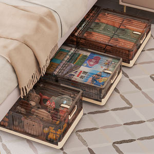 Contenedores de Almacenamiento Plegables con Ruedas para Debajo de la Cama Haogle, Contenedores de Ropa de PP Deslizantes con Tapa que se Abre por Ambos Lados - Product Image 1