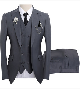 Abito da <span class=keywords><strong>uomo</strong></span> slim-fit a tre pezzi con perline, monopetto, collo a revers, in poliestere, per matrimonio, sposo, testimone o abito da lavoro - Product Image 4