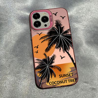 Nouvelle coque de téléphone souple en TPU avec logo et images personnalisées, motif palmiers au coucher du soleil, prix de gros pour iPhone 17 16 15 14 13 12 ProMax Plus
