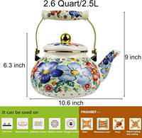 Bouilloire à thé en émail 2,5 L, motif floral bleu Bohème, pour cuisinière, élégante, rétro, en acier émaillé, résistante à la chaleur, antiadhésive