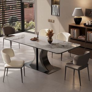 <b>Dining</b> Table And Chairs <b>Set</b> 6 Piece Rectangular Modern Italian Style <b>Space</b> <b>Saving</b> For Small Apartments - Product Image 3