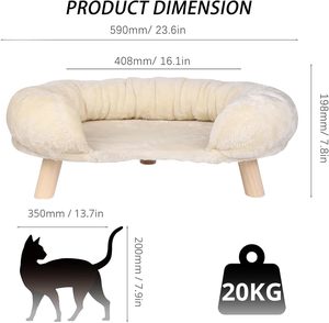 Factory Removable Washable Cover Modern <b>Pet</b> Furniture <b>Pet</b> <b>Sofa</b> Bed with Wooden Legs Frame Solid Pattern Breathable All Seasons - Product Image 6