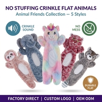 Jouet en peluche pour chien, sans rembourrage, écologique, motif dessin animé, couineur, froissable, plat, durable, interactif, anti-anxiété