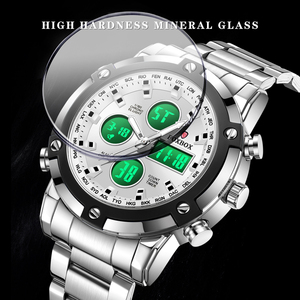 Montre Homme Analogique-Numérique LIGE FB0100 Multifonction 49mm avec Lunette Sportive, Lumière LED, Chronomètre 100 SEC, Montre Décontractée Tendance + Boîte - Product Image 3
