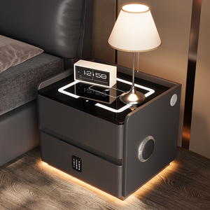 New Smart Bedside <b>Table</b> Simple Modern Bedroom Multi-Function Wireless Charging <b>Storage</b> Cabinet Light Luxury High-<b>End</b> Tempered A5 - Product Image 3