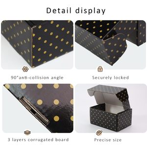 Pequeñas cajas de envío portátiles Diseño de puntos dorados Correo reciclado negro <span class=keywords><strong>para</strong></span> pequeñas empresas <span class=keywords><strong>para</strong></span> Navidad Día de San Valentín <span class=keywords><strong>Padre</strong></span> - Product Image 5