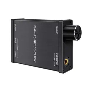 Conversor de áudio dac usb, conversor de áudio tipo b para coaxial s/pdif digital para sinal analógico