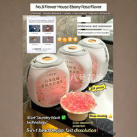 No.8 Flower House Eco-Friendly 5 1 Gel Pencuci Pakaian Aroma Mawar Ebony Pembersih Mendalam Aroma Tahan Lama Melembutkan Warna