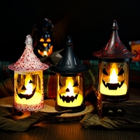 Veilleuse LED créative pour Halloween Chapeau magique et lumière du vent avec ambiance émoticône effrayante pour Diwali et décorations de mariage