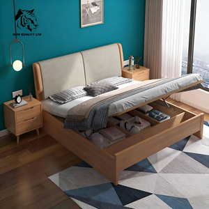 Fabricante chino, precio económico, personalizable, MOQ bajo, nuevo estilo, ecológico, nuevo diseño, muebles para el hogar, cama tapizada de madera maciza - Product Image 3