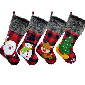 Frohes Neues Jahr Geschenk Weihnachts dekoration Arrangement Supplies Geschenkt üte Klassische rote und schwarze karierte Socken Weihnachts strumpf