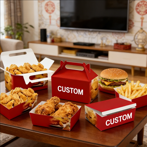 กล่องกระดาษทรงสี่เหลี่ยมแบบหรูหรา กล่องอาหารแบบใช้แล้วทิ้งสำหรับอาหารร้อนแบบนำกลับบ้าน ผลิตจากวัสดุรักษ์โลก บริการ OEM ODM - Product Image 6