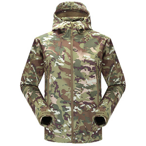 <span class=keywords><strong>Veste</strong></span> d'extérieur unisexe camouflage tactique à capuche, coupe-vent, doublée en <span class=keywords><strong>polaire</strong></span>, en softshell effet peau de requin - Product Image 2
