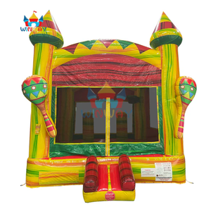 Vente flash Château gonflable à thème Fiesta de qualité commerciale avec décor de maracas pour les locations de fêtes pour enfants - Product Image 1