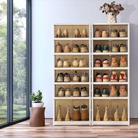 Boîte de rangement à chaussures très vendue, 6 niveaux, 24 compartiments, grande armoire à baskets, bac portable en plastique, organisateurs de chaussures sans installation