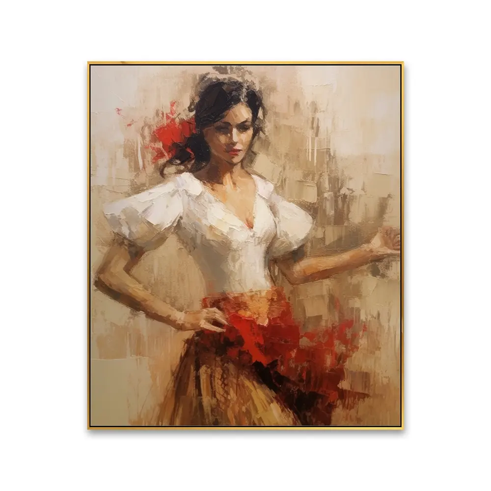 Handmade Impression Modern Spanish Flamenco Dancer Canvas Oil Painting For Home Office Hotel Wall Art Decor