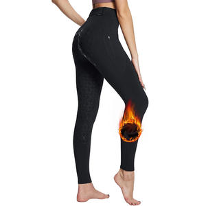 Culotte équestre en velours pour femme, taille haute, pleine longueur, en silicone, hiver, chaud, antidérapant, équitation en plein air - Product Image 2