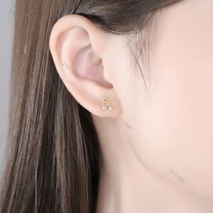 Dylam Trendy Sterling S925 <b>Silver</b> With 18k Gold Plated Musical Note <b>Stud</b> Earrings for Girl - Product Image 5