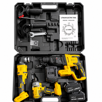 Kit d'outils électriques sans fil au lithium 3 en 1, marteau perforateur rotatif, meuleuse d'angle, clé à chocs, ensemble combiné avec étui de transport