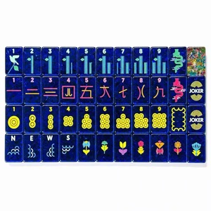 Tuiles de <span class=keywords><strong>Mahjong</strong></span> américaines en acrylique de haute qualité, 160 pièces, 36 mm, <span class=keywords><strong>Mahjong</strong></span> noir magique de nuit avec tapis de <span class=keywords><strong>Mahjong</strong></span> - Product Image 5