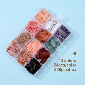 Juego de 288 Uñas Postizas de Color Sólido Brillante, 12 Colores, en Caja, Uñas Artificiales para Salón, Uñas a Presión - Product Image 4