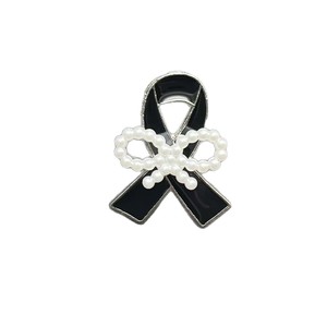 Broche nœud noir et blanc avec perles en alliage de zinc, bijoux de mode pour femmes, cadeau - Product Image 5