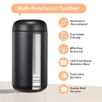 Gobelet isotherme en acier inoxydable de 400 ml en forme de capsule avec couvercle sans BPA et base antidérapante pour les trajets quotidiens et les voyages