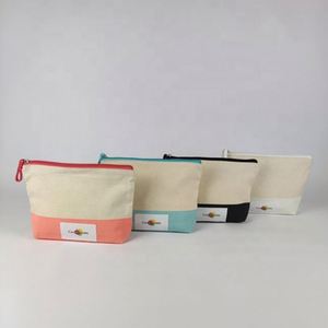 Wholesale Eco-Friendly Cotton Canvas <b>Cosmetic</b> <b>Bag</b> with Zipper <b>Large</b> Capacity Accessory Pouch Double Sided Makeup <b>Bag</b> - Product Image 1