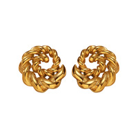 Ensemble collier et boucles d'oreilles tendance en acier inoxydable plaqué or 18 carats en forme de goutte d'eau pour femme, idéal pour mariage, fête, cadeau, vente en gros