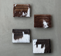 Dompet Kulit Bulu Sapi Bergaya Vintage, Tempat Kartu Kredit & ID, Dompet Kulit Custom