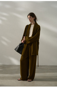 Pantaloni larghi dritti in lana di Yak autunno nuovi pantaloni Casual in misto lana di alta qualità da donna - Product Image 2