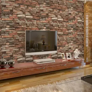 Factory Supply Cheap Stone Wall Paper Rolls 3d Brick Pvc Self Adhesive Wallpaper