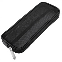 Pochette de rangement pour pinceaux de maquillage, étui pliable en maille transparente avec fermeture éclair pour crayon à sourcils, fard à paupières, pinceau à eye-liner