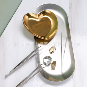 Stainless steel Nordic heart-shaped tray, Instagram heart-shaped tray, cosmetic jewelry nail art tray, <b>ornamental</b> tray, - Product Image 3