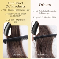 Extensiones de Cabello I-Tip, Cabello Humano Remy Real de 18 Pulgadas y 100g, Micro Bead Bonding Invisible, Color Negro Intenso