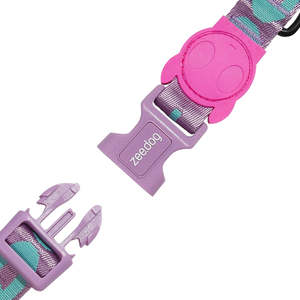 ปลอกคอแมวอูรา ลายสีม่วงเขียว ปรับได้ พร้อมป้ายคิตตี้สีชมพู - Product Image 2