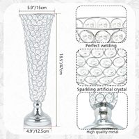 Support de vase en cristal acrylique or/argent en forme de trompette, centre de table de mariage, vase floral pour décoration de fête et de mariage
