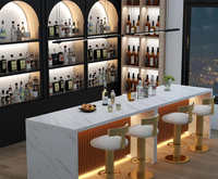 Nouveauté - Comptoir de bar en marbre translucide moderne haut de gamme avec éclairage LED et garantie de 10 ans pour bar à domicile et utilisation hôtelière - Fabriqué sur mesure