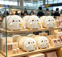 Sac en peluche blanc neige, porte-monnaie, jouet, visage rond moelleux, yeux perlés, joues roses, chaîne étoile, OEM ODM