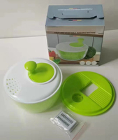 2-In-1 Plastic Keuken Salade Spinner Handleiding Sla Fruit Wasmachine Roterende Handgreep Groentedroger Julienne Snijmachine Fruit Friet Tool